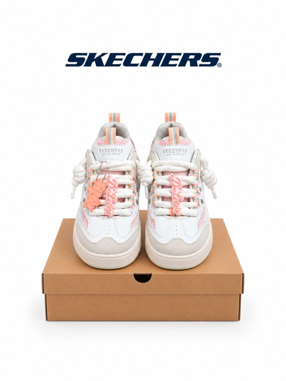 Skechers Street Los Angeles DLites White Pink Rope Lace Sneakers Air Cooled MF